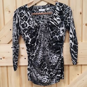 New York and Co Stretch Animal Print Top in XS